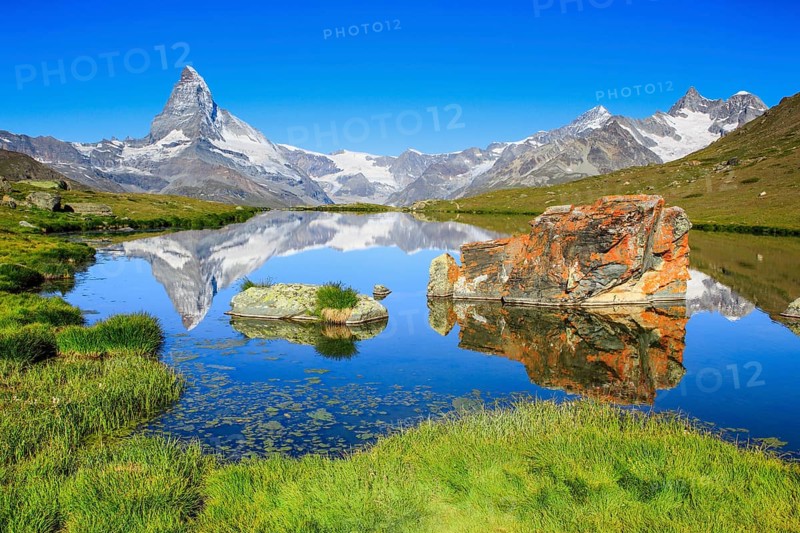 Matterhorn and mountain lake