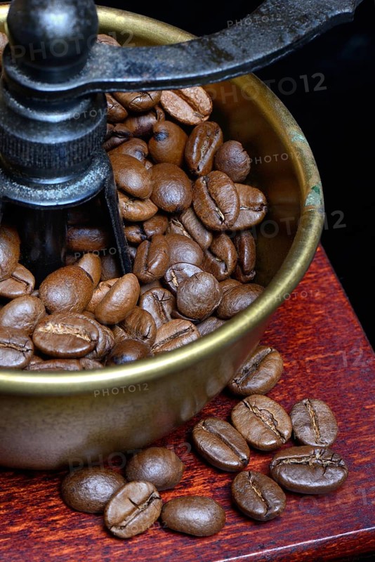Coffee beans in a coffee mill