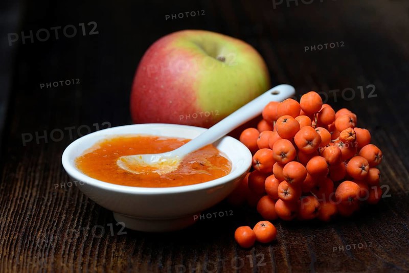 Rowanberry and apple marmalade with n