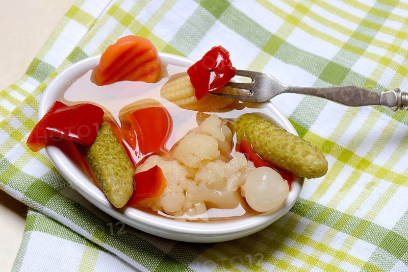Mixed pickles with carrots
