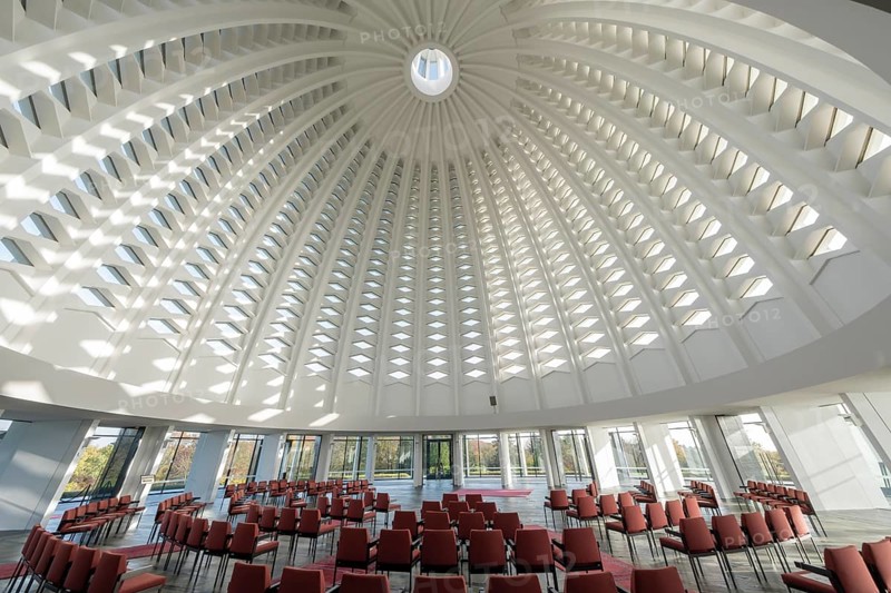 Interior view with dome of the Bahai Temple