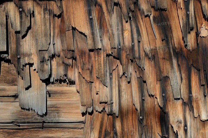 Weathered wood shingles