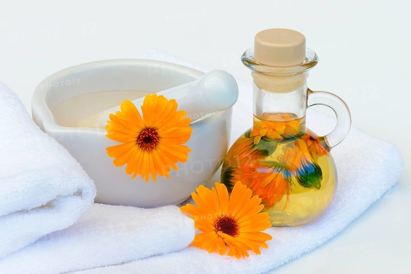 Calendula oil in bottle