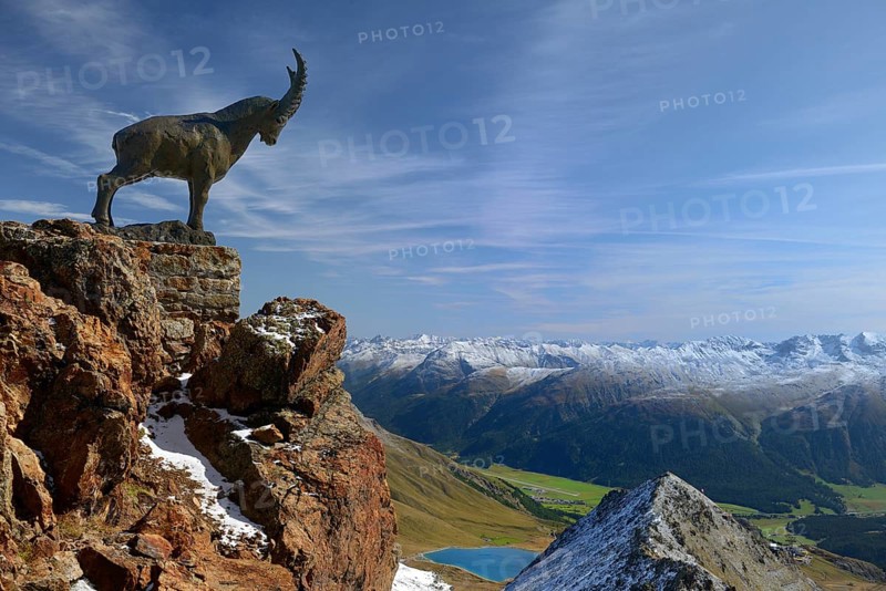 Capricorn sculpture on the Piz Nair
