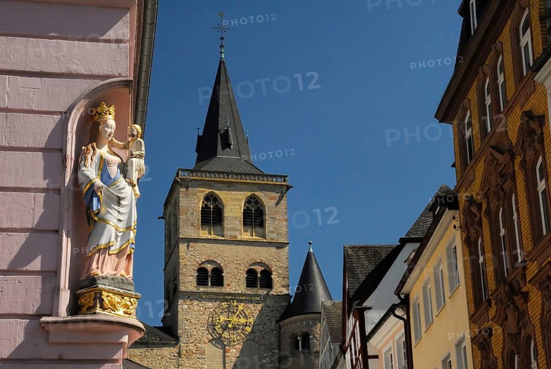 St. Mary's statue on house facade