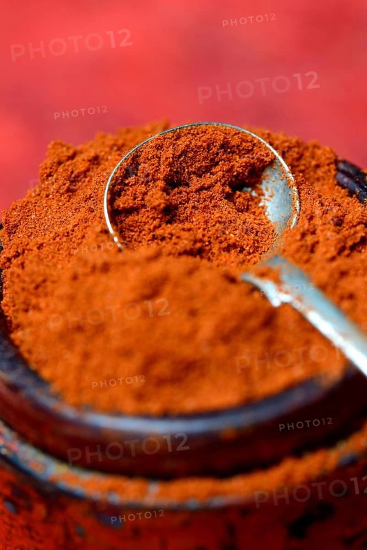 Paprika powder in spoon
