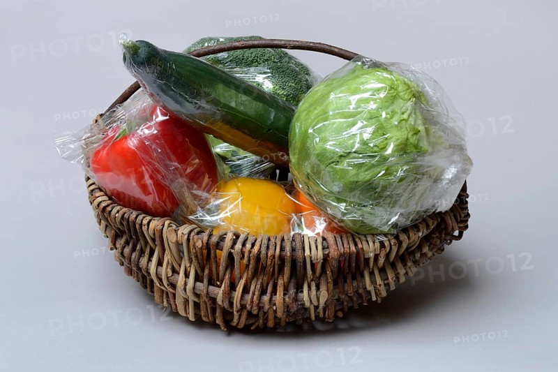 Vegetables in plastic packaging