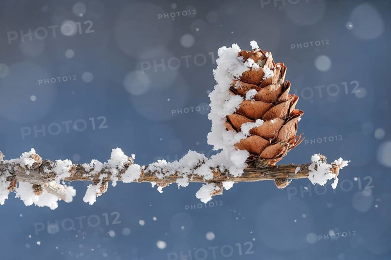 Larch cone with hoarfrost