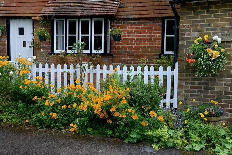 House with flower arrangements