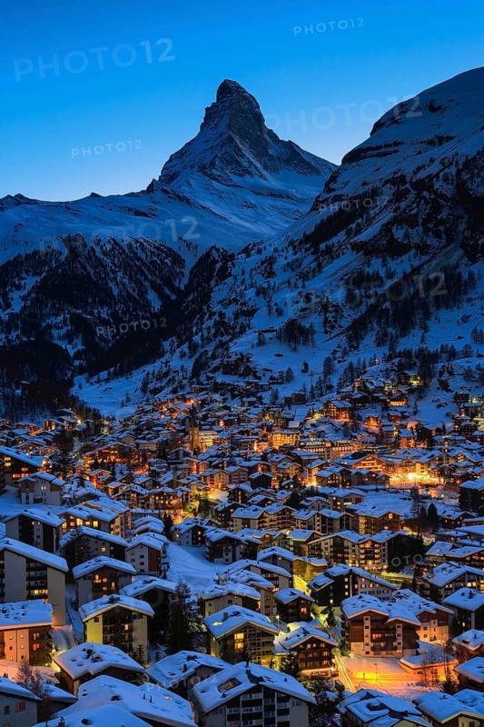 Village of Zermatt and Matterhorn