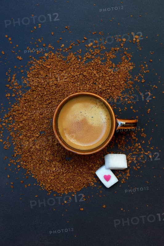 Coffee in coffee cup and instant coffee