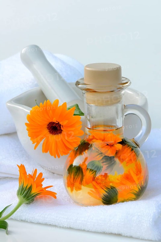 Calendula oil in bottle