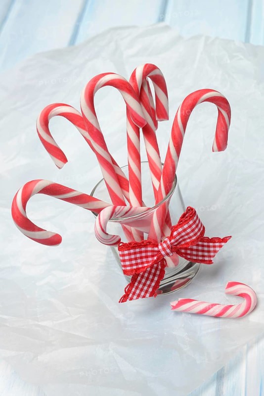 Candy canes in glass