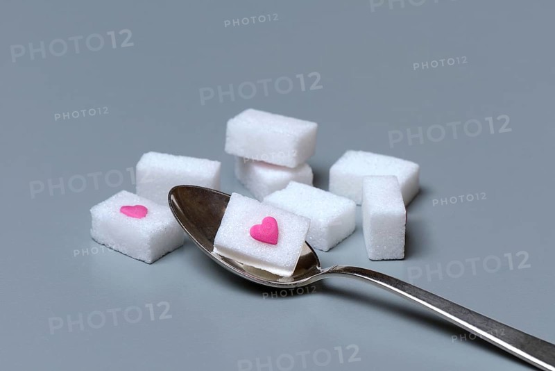 Sugar cubes with sugar heart