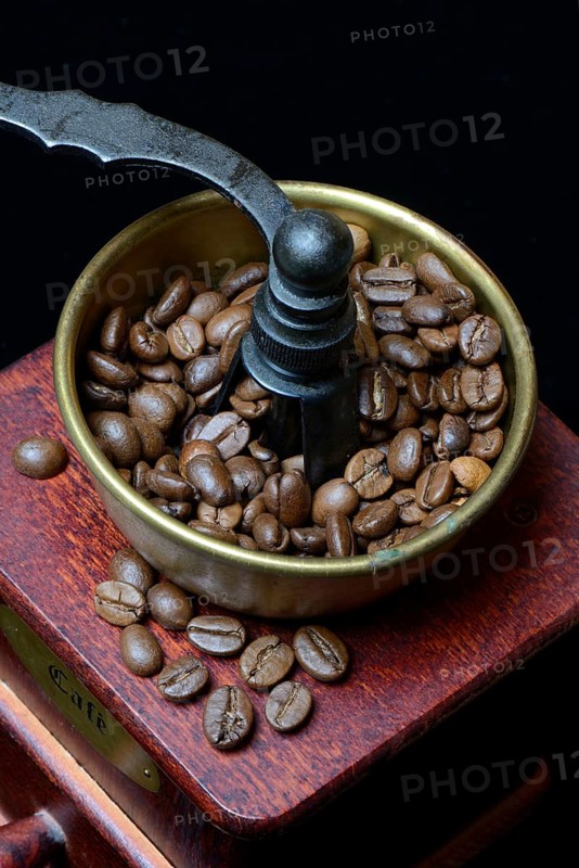 Coffee beans in a coffee mill