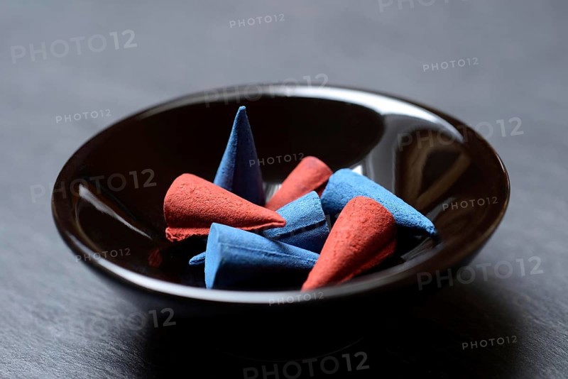 Different incense cones in bowl