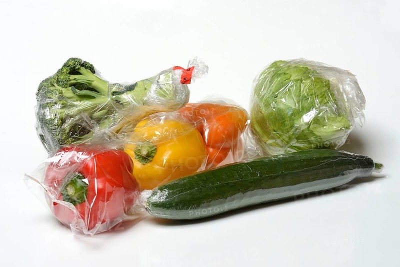 Vegetables in plastic packaging