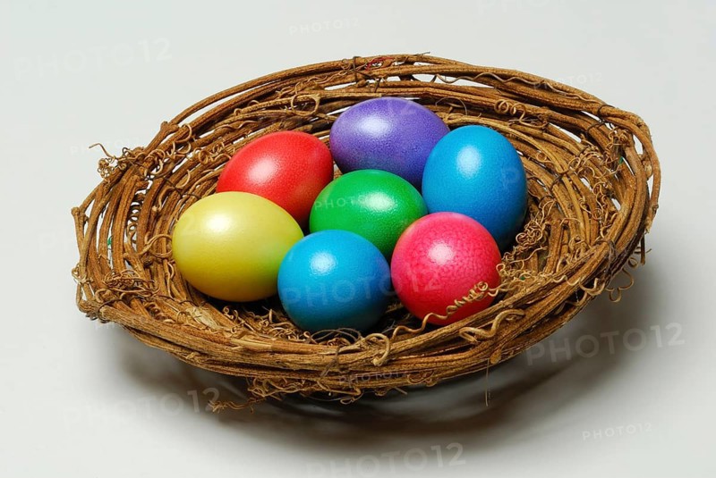 Easter eggs in basket