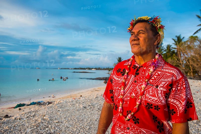 Traditional dressed man at beach