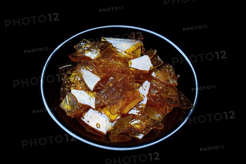 Shellac flakes in bowl