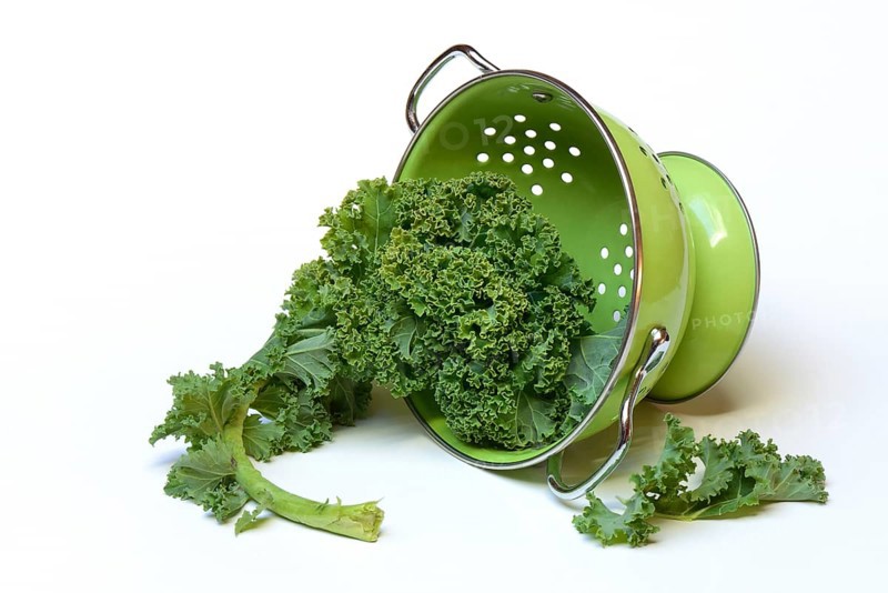 Brassica oleracea in draining sieve