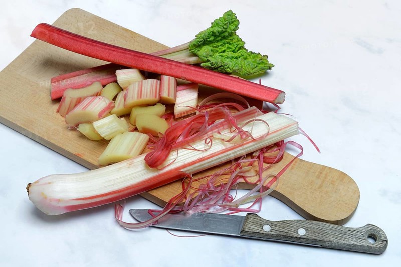 Rhubarb with knife