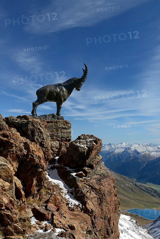 Capricorn sculpture on the Piz Nair