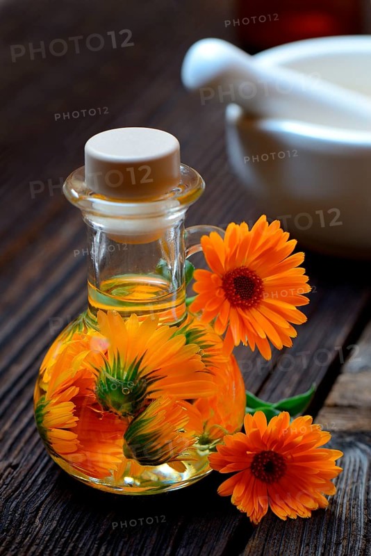 Calendula oil in bottle