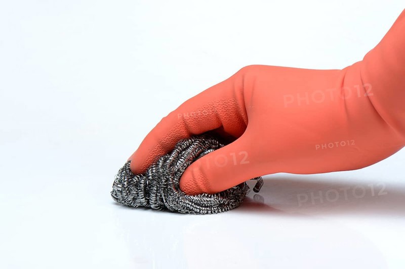 Hand with steel chips