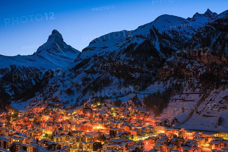 Village of Zermatt and Matterhorn