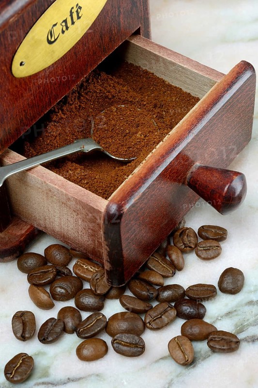 Coffee powder in coffee grinder
