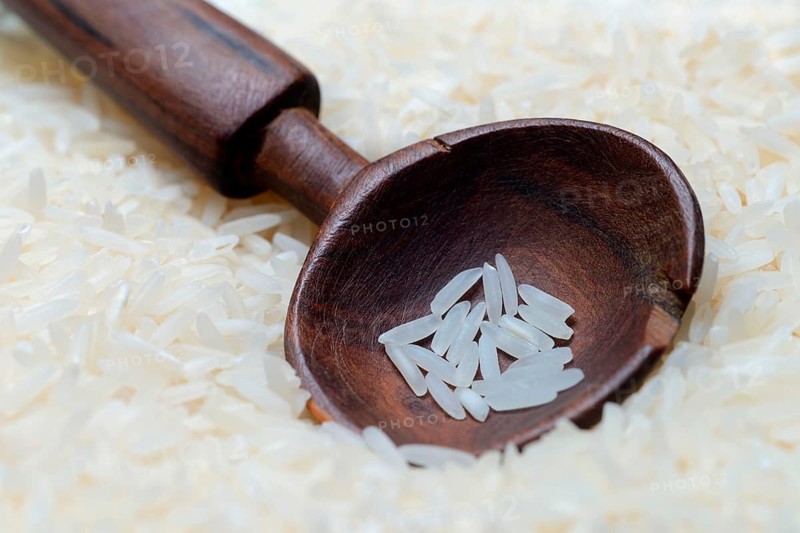 Basmati rice in wooden spoon