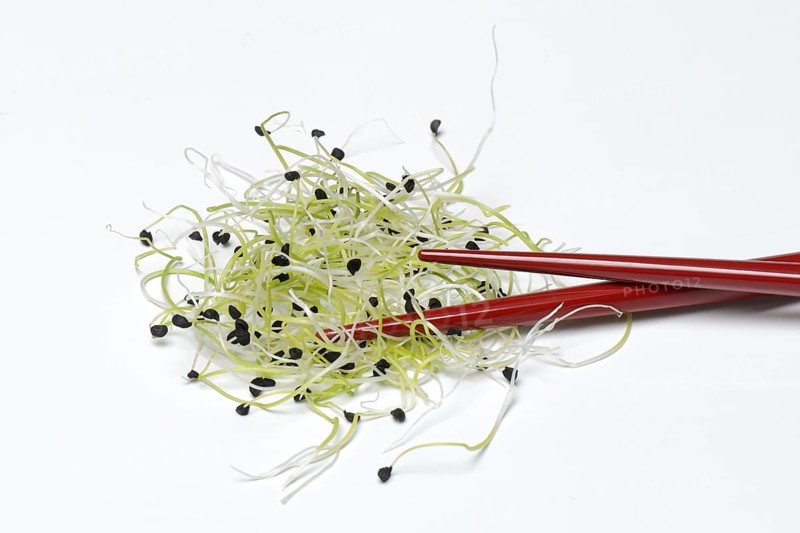 Onion sprouts with chopsticks