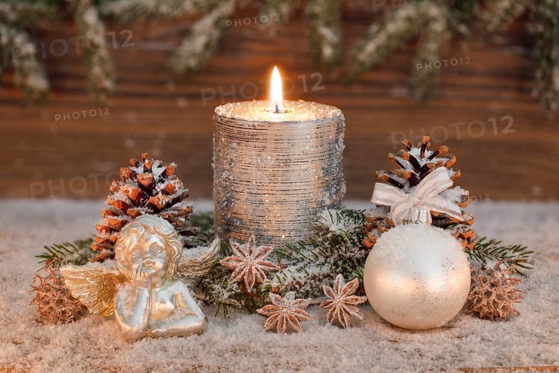 Natural Christmas decoration with candle