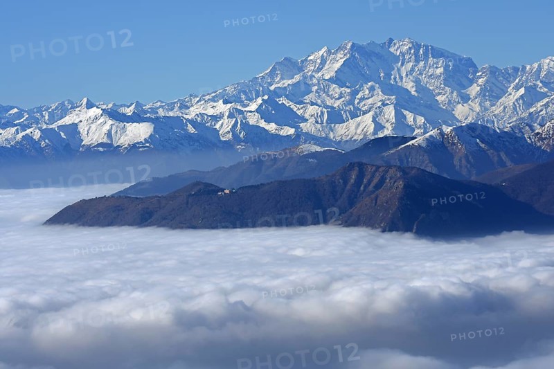 Monte Rosa massif rises above sea of clouds
