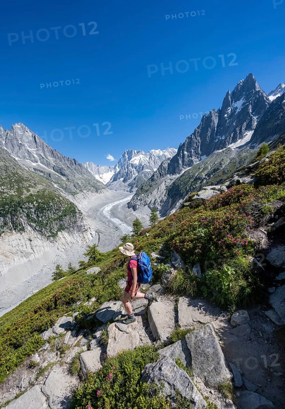 Climber on hiking trail