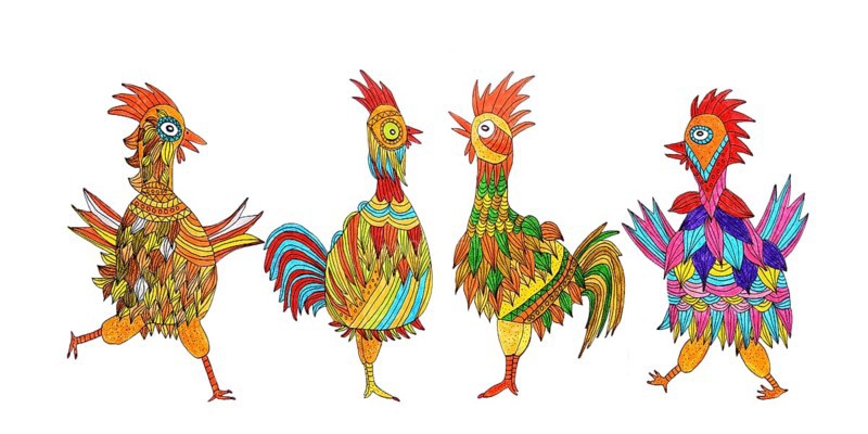 Four chickens