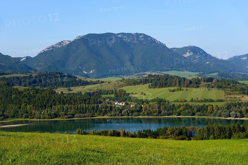 View of mountain landscape with Liptov reservoir or Liptovska Mara near Bobrovnik