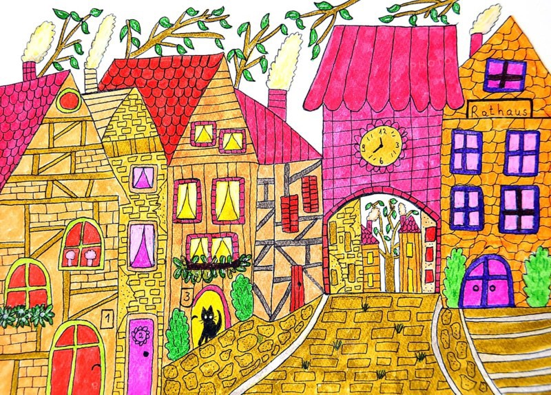 Houses with city gate