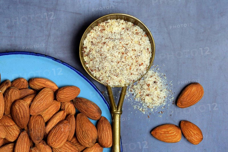 Ground almonds in ladle