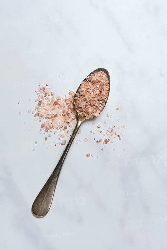 Natural salt on a spoon