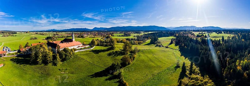 Aerial view of Reutberg Monastery