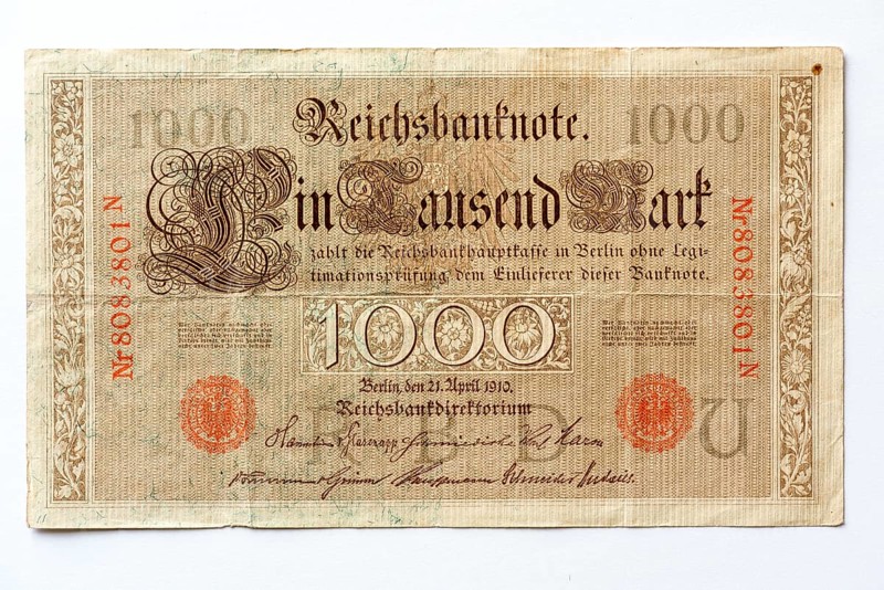 Banknote over thousand Mark