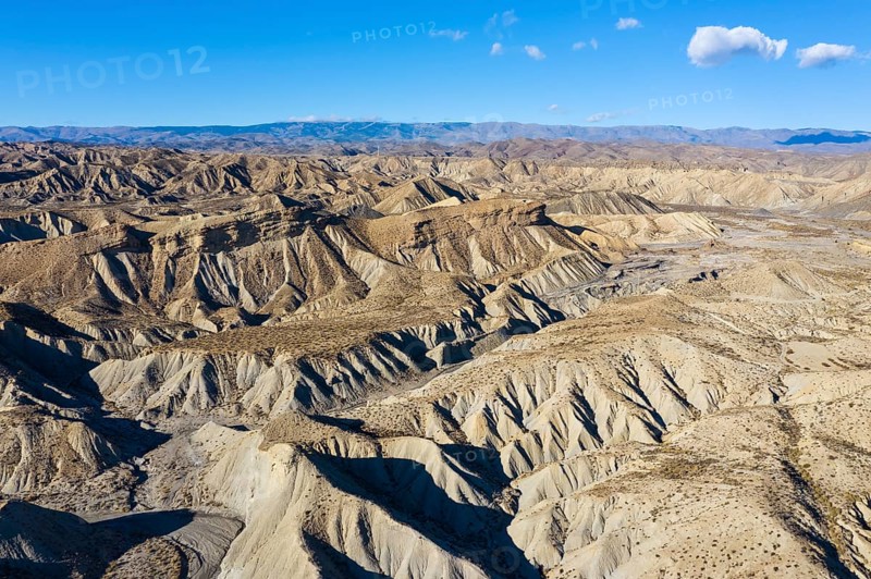 Bare ridges of eroded sandstone in the Tabernas Desert