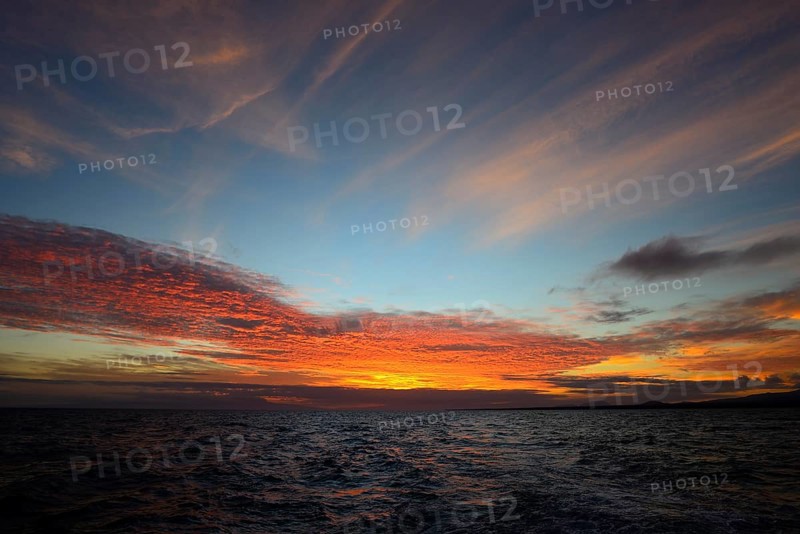 Evening glow with clouds over the Pacific Ocean