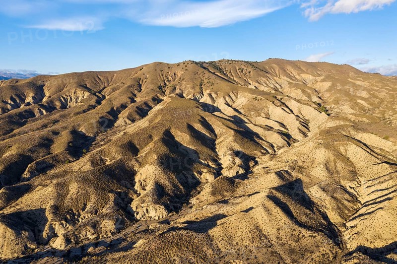 Bare ridges of eroded sandstone in the Tabernas Desert