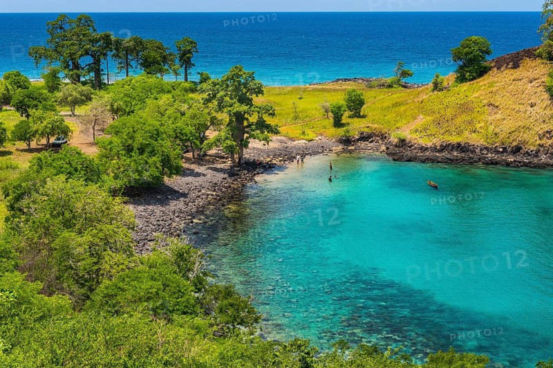 The turquoise waters of Lagoa Azul in northern Sao Tome