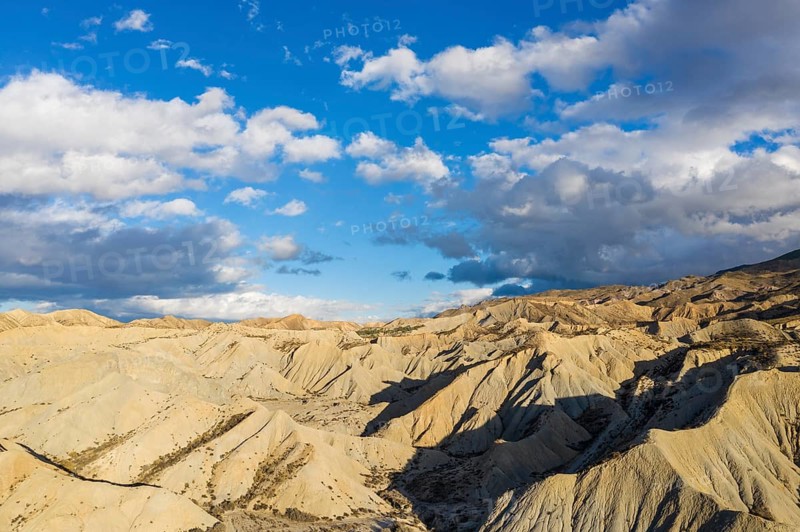Bare ridges of eroded sandstone in the Tabernas Desert