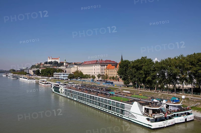 Cruise ship pier with view to Bratislava Castle