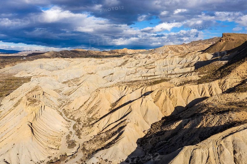 Bare ridges of eroded sandstone in the Tabernas Desert